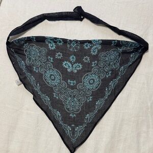 Free People Black and Blue Patterned Scarf